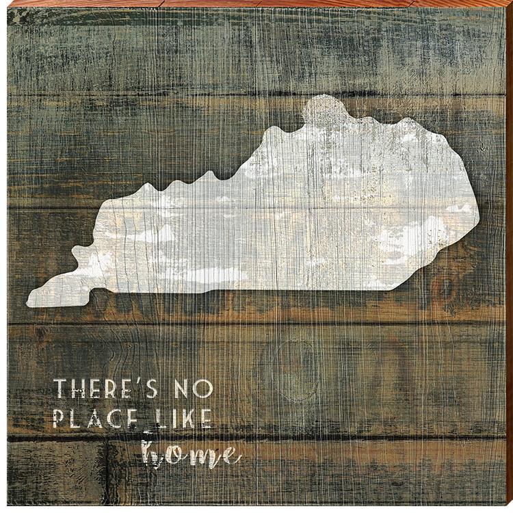 Kentucky State "There's No Place Like Home" Phrase Wooden Sign | Wall Art Print on Real Wood