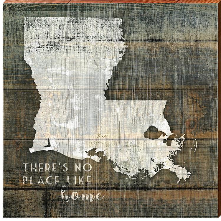 Louisiana State "There's No Place Like Home" Phrase Wooden Sign | Wall Art Print on Real Wood