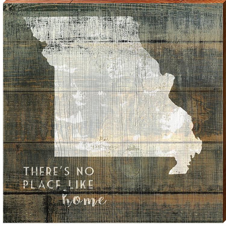 Missouri State "There's No Place Like Home" Phrase Wooden Sign | Wall Art Print on Real Wood