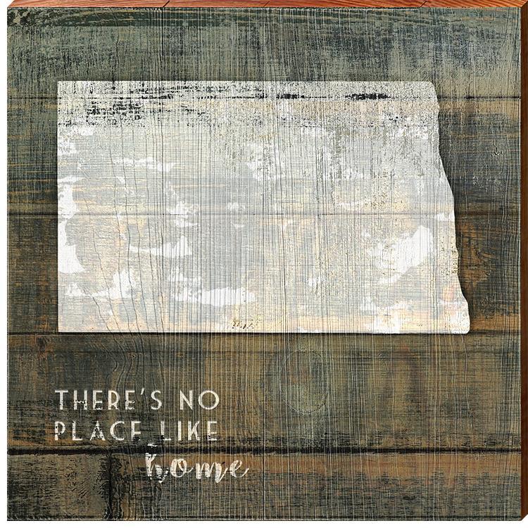 North Dakota State "There's No Place Like Home" Phrase Wooden Sign | Wall Art Print on Real Wood