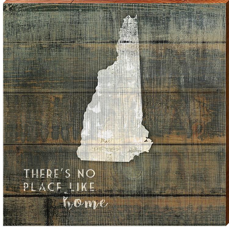 New Hampshire State "There's No Place Like Home" Phrase Wooden Sign | Wall Art Print on Real Wood