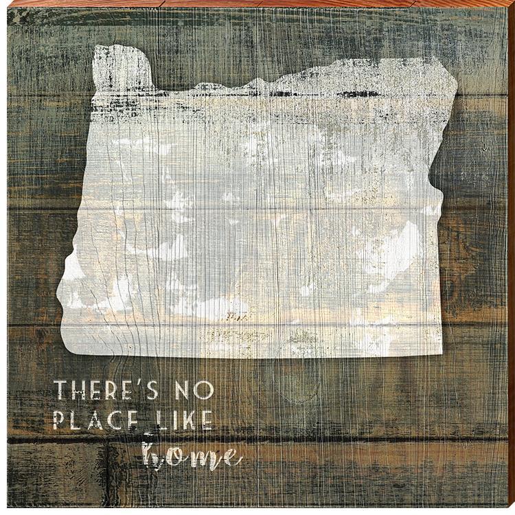 Oregon "There's No Place Like Home" Wooden Sign | Wall Art Print on Real Wood