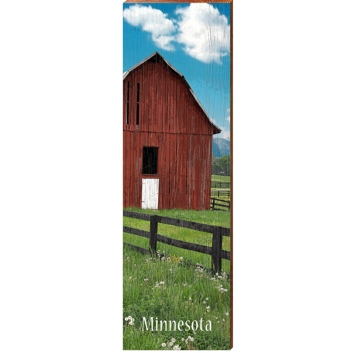 Minnesota Red Barn | Wall Art Print on Real Wood