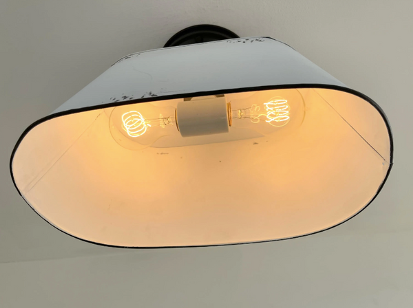 Farmhouse White Distressed Oval Duo Ceiling Light Fixture
