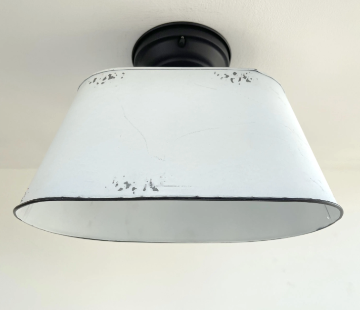 Farmhouse White Distressed Oval Duo Ceiling Light Fixture