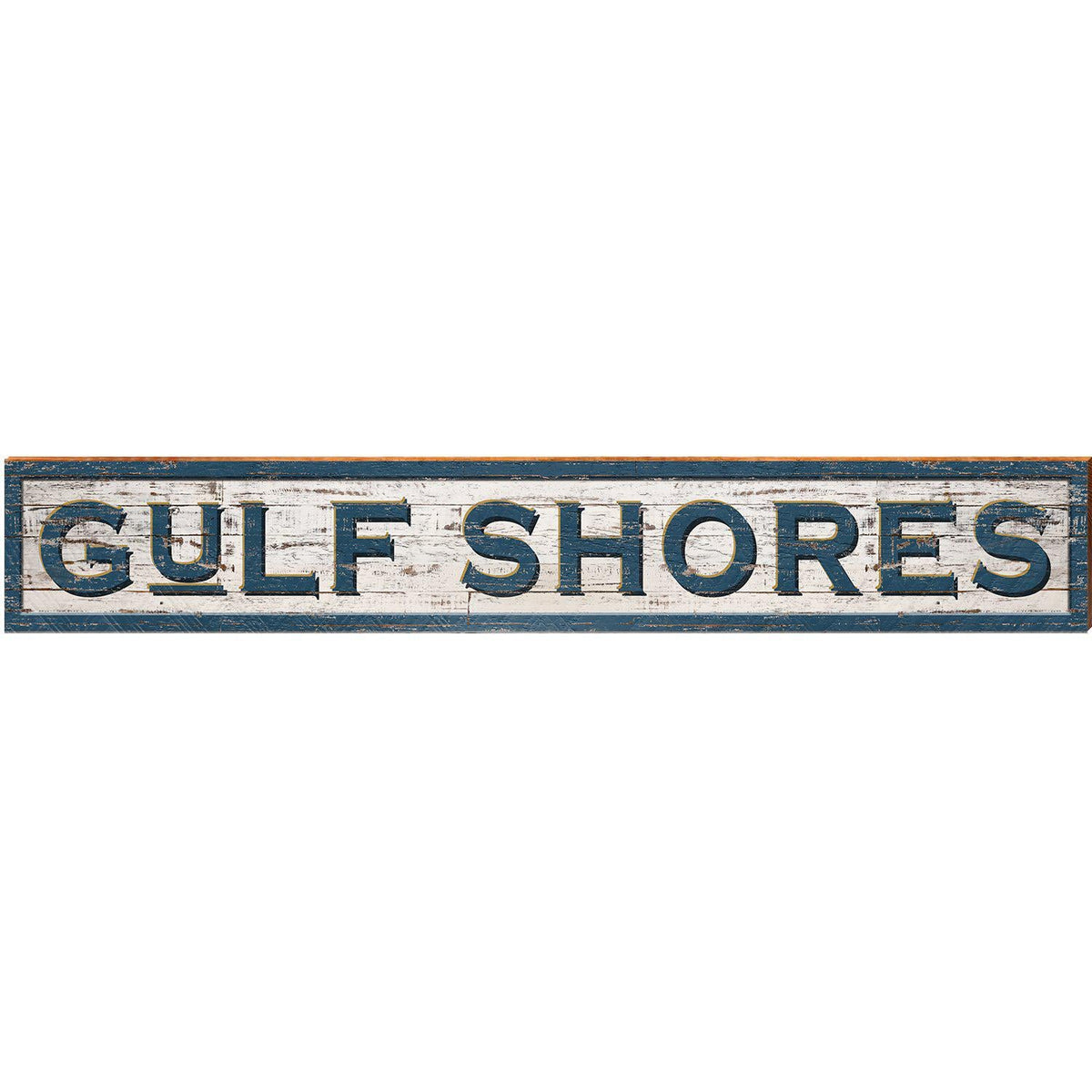 Gulf Shores, Alabama Wooden Sign | Wall Art Print on Real Wood Shabby Navy & White
