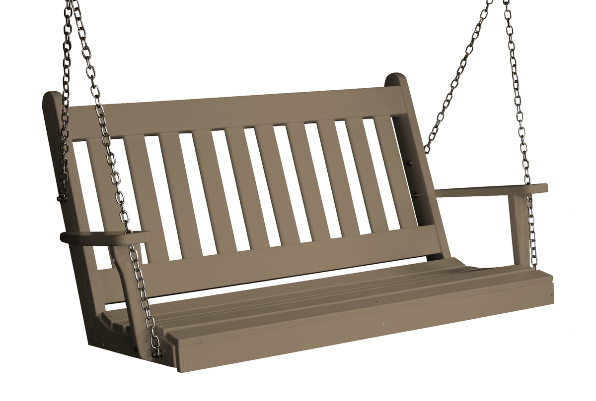 Keystone Amish Co. 5 Foot Franklin Poly Composite Porch Swing, Weathered Wood