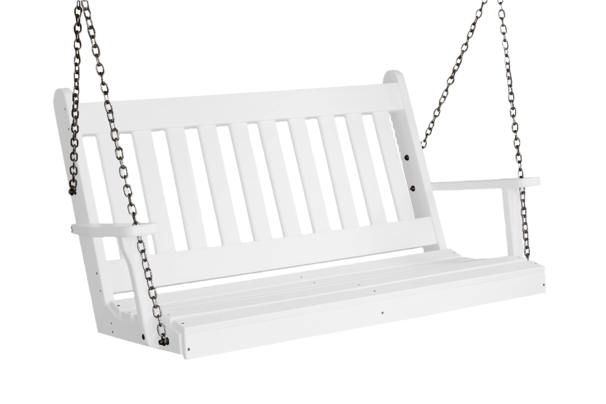 Keystone Amish Co. 4 Foot Franklin Poly Composite Porch Swing, Bright White