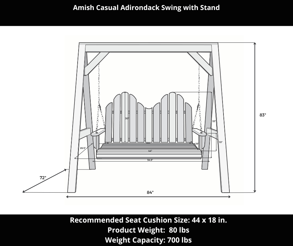 Amish Casual Adirondack Heavy Duty Swing with A-Frame Stand