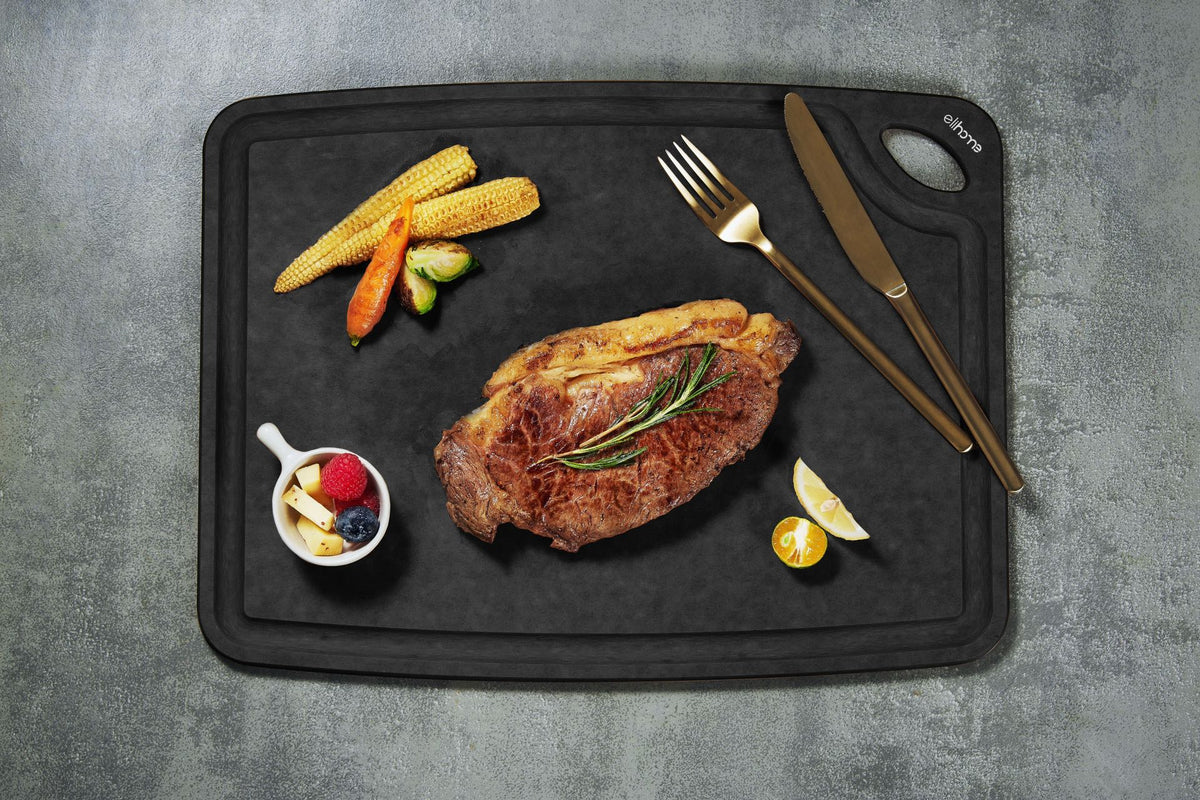 Classic Series 2-In-1 Set Cutting Board- 10 x 13 x 1/4  - Medium- (Black + Natural)