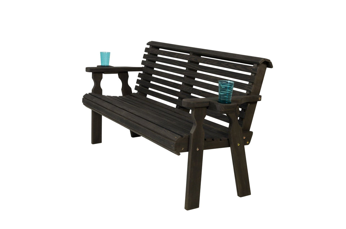 Amish Casual Roll Back 5 Foot Treated Wood Outdoor Bench