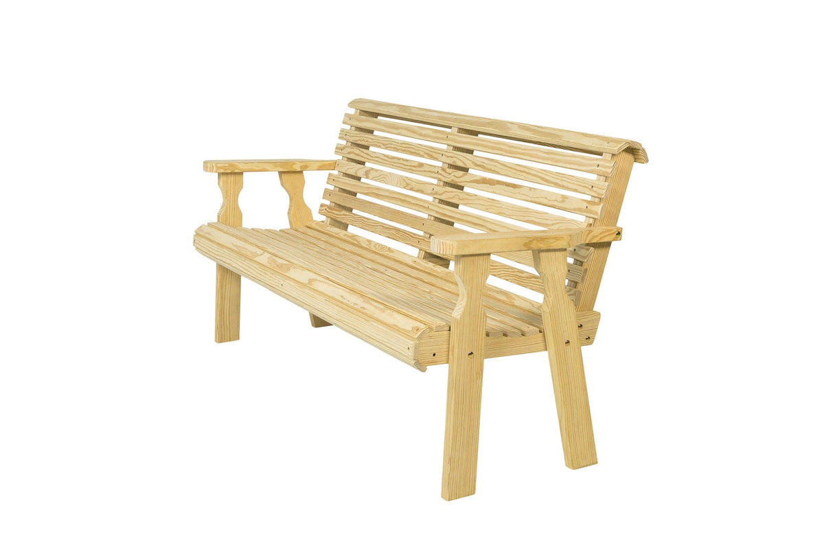 Amish Casual Roll Back 5 Foot Treated Wood Outdoor Bench