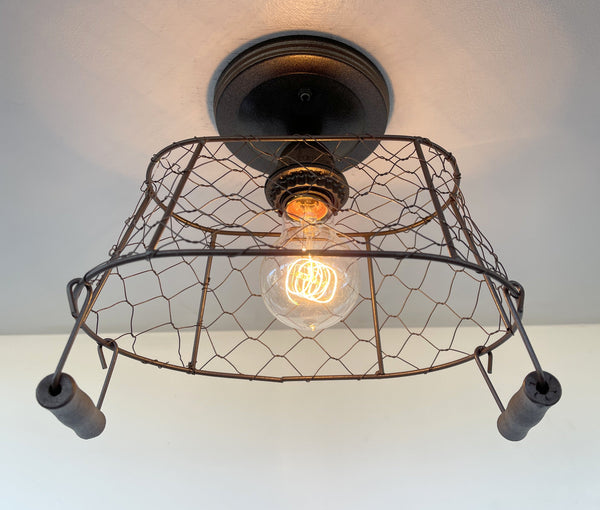 CHICKEN WIRE Farmhouse Ceiling Light - Rectangular