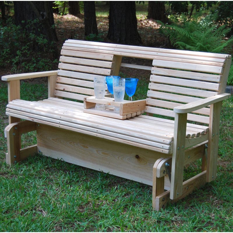 LA Swings Cypress Wood Console Porch Glider