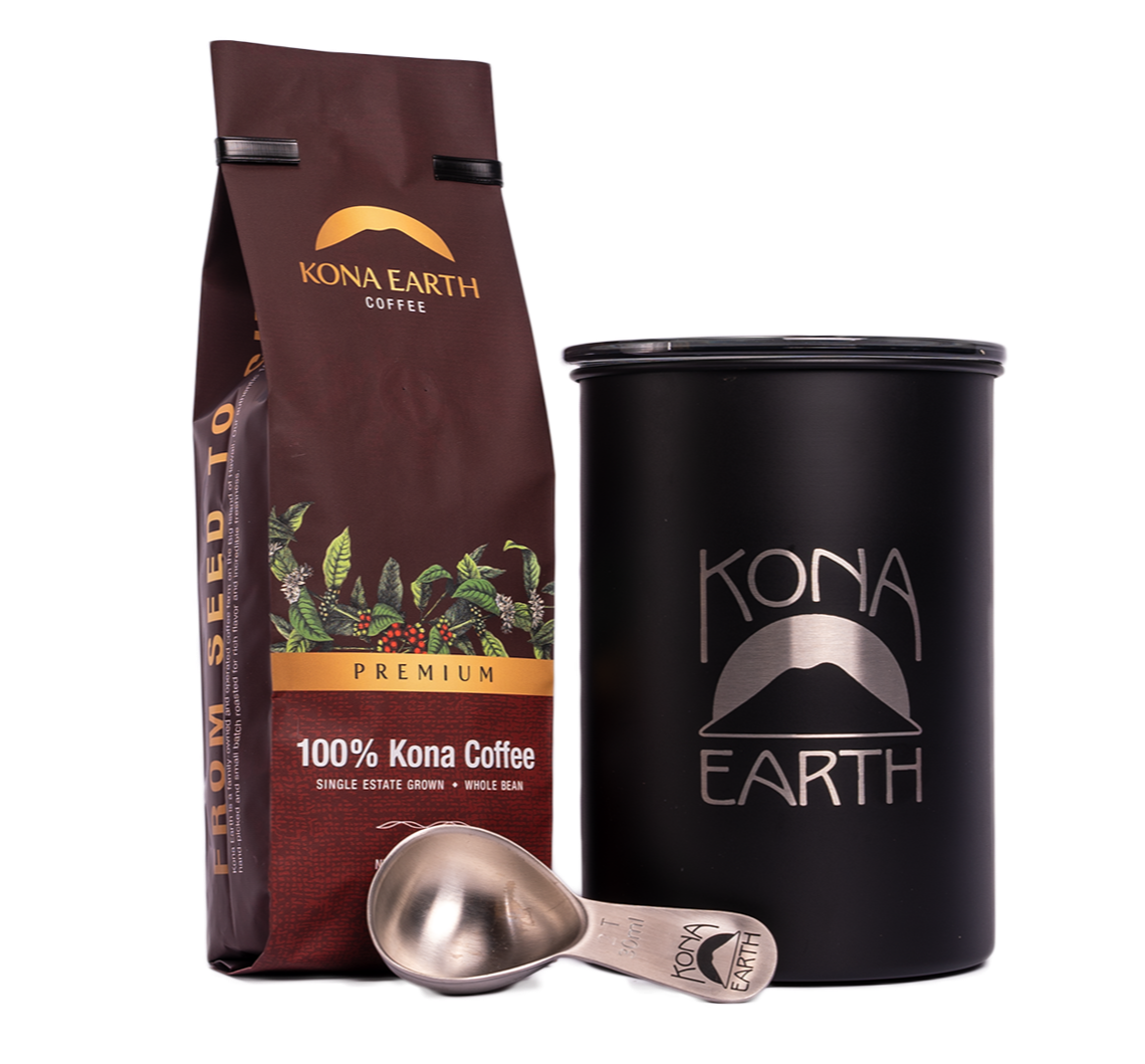 Kona Coffee, Canister & Scoop Gift Set