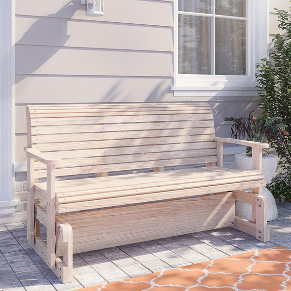 LA Swings Roll Back Cypress Porch Glider