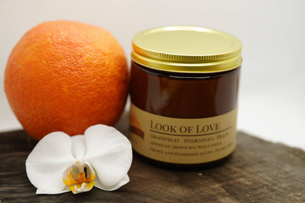 Look of Love Soy Wax Candle | 16 oz Double Wick Amber Apothecary Jar