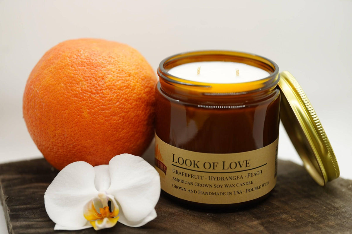 Look of Love Soy Wax Candle | 16 oz Double Wick Amber Apothecary Jar