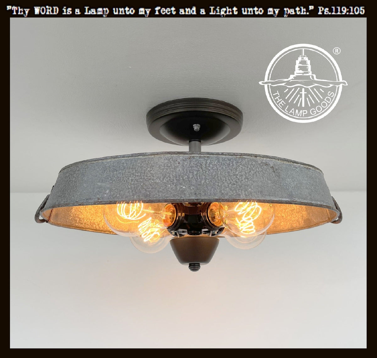 Oval Galvanized Zinc Flat Tub Laundry Room Ceiling Light Fixture