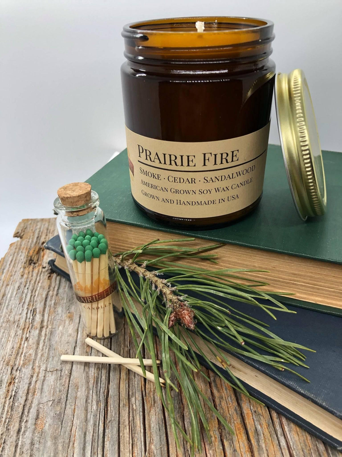 Prairie Fire Soy Wax Candle | 9 oz Amber Apothecary Jar