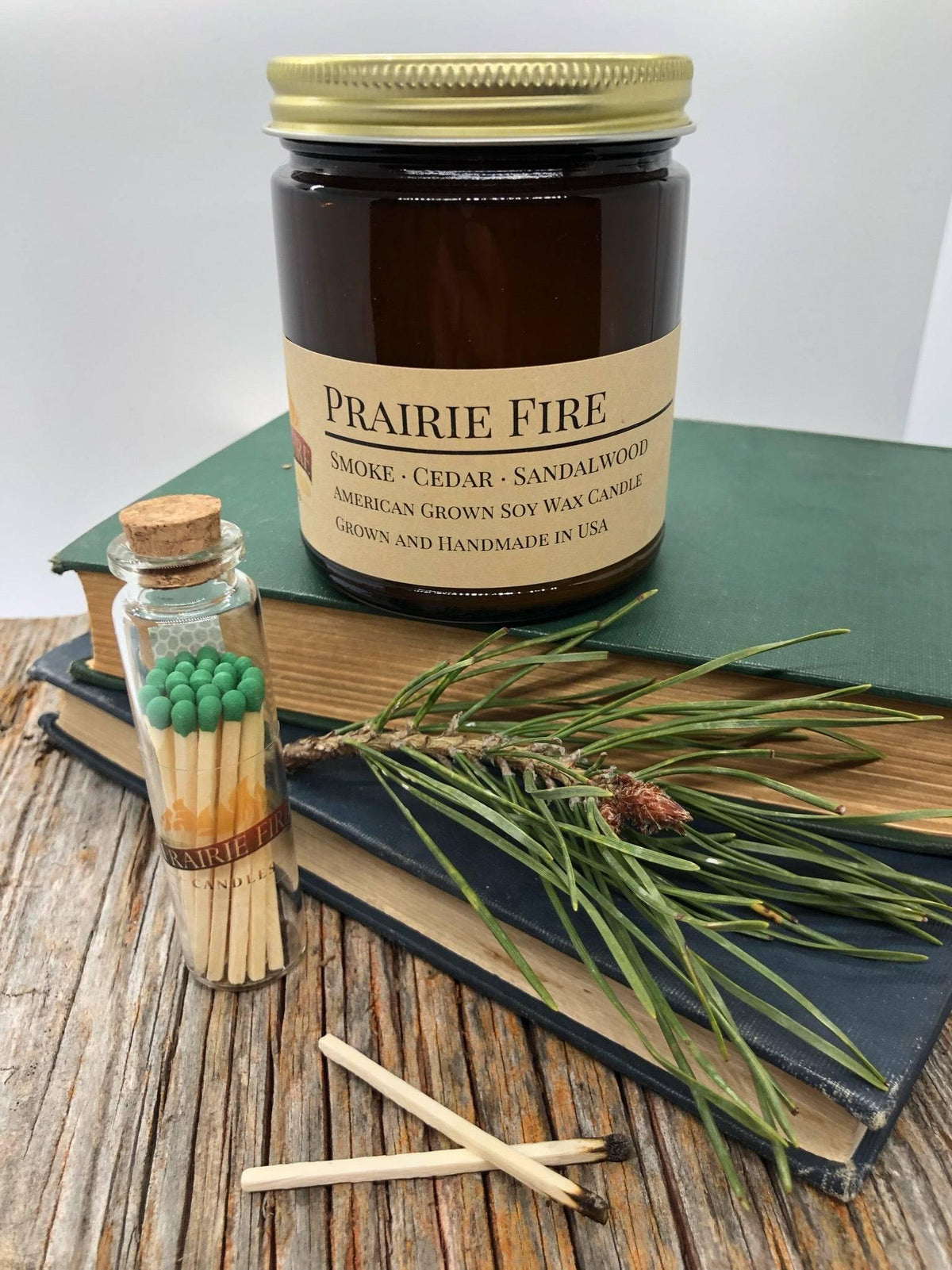 Prairie Fire Soy Wax Candle | 9 oz Amber Apothecary Jar