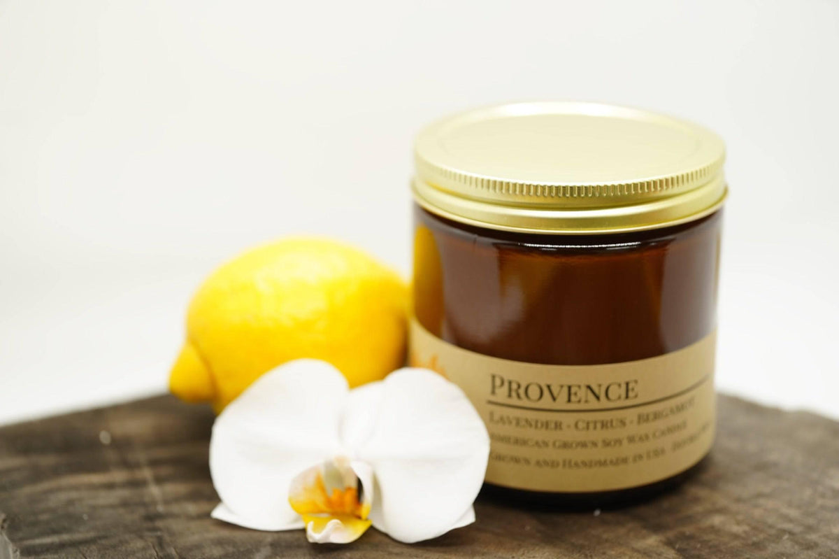 Provence (Lavender) Soy Wax Candle | 16 oz Double Wick Amber Apothecary Jar