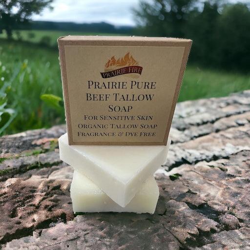 Pure Beef Tallow Soap Bar, (3 Pack) Made in USA -  Grass Fed and Finished - Face, Body and Hair - Cleans, Moisturizes, Soothes, and Hydrates. Natural and Organic