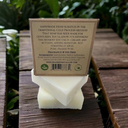Pure Beef Tallow Soap Bar, (3 Pack) Made in USA -  Grass Fed and Finished - Face, Body and Hair - Cleans, Moisturizes, Soothes, and Hydrates. Natural and Organic