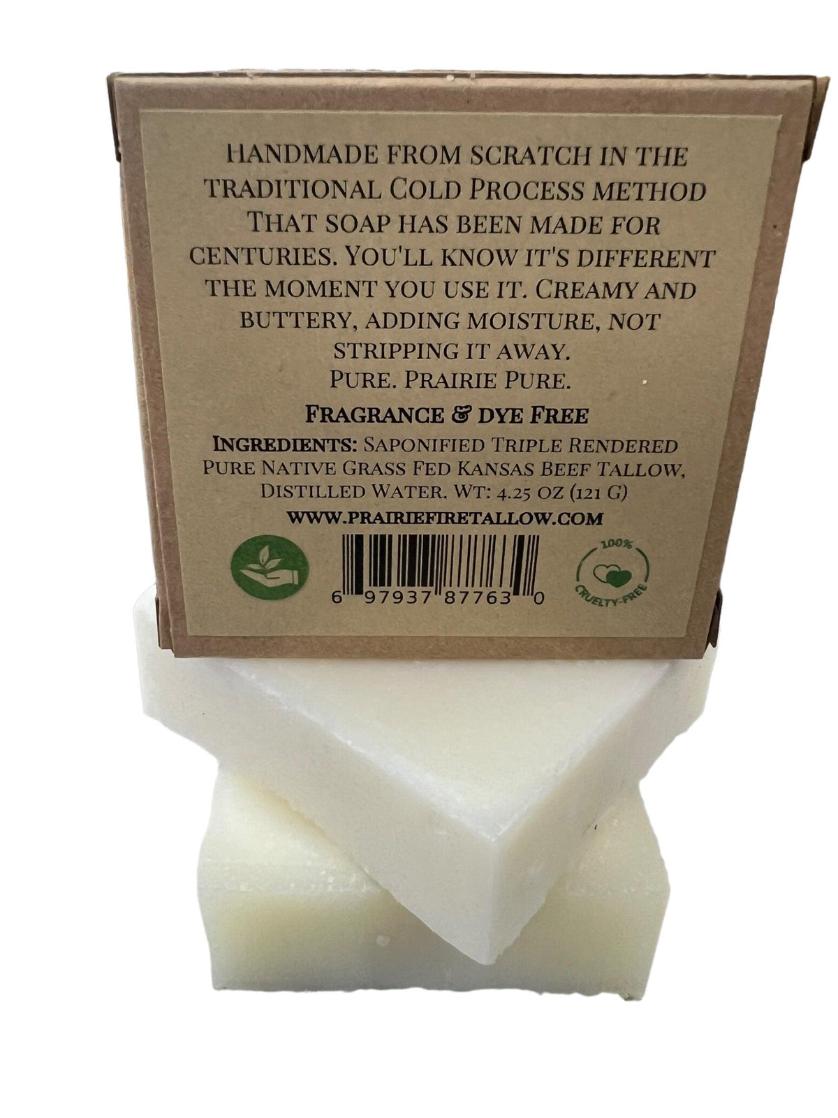 Pure Beef Tallow Soap Bar, (3 Pack) Made in USA -  Grass Fed and Finished - Face, Body and Hair - Cleans, Moisturizes, Soothes, and Hydrates. Natural and Organic