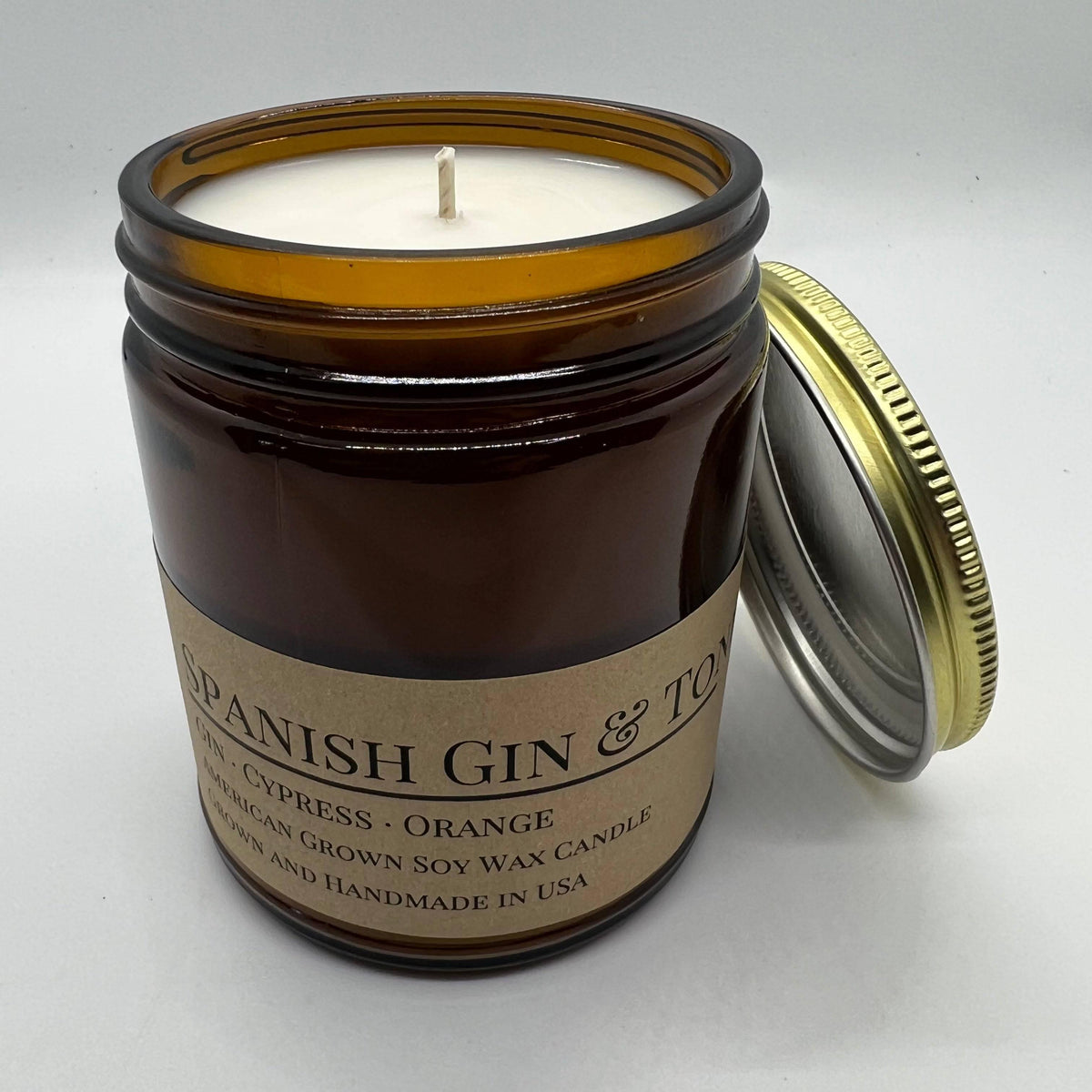 Scented Soy Wax Candle (8.0 oz) 50-60 Hour Burn Time, Cotton Wick, Amber Glass Jar, Grown and Made in USA -