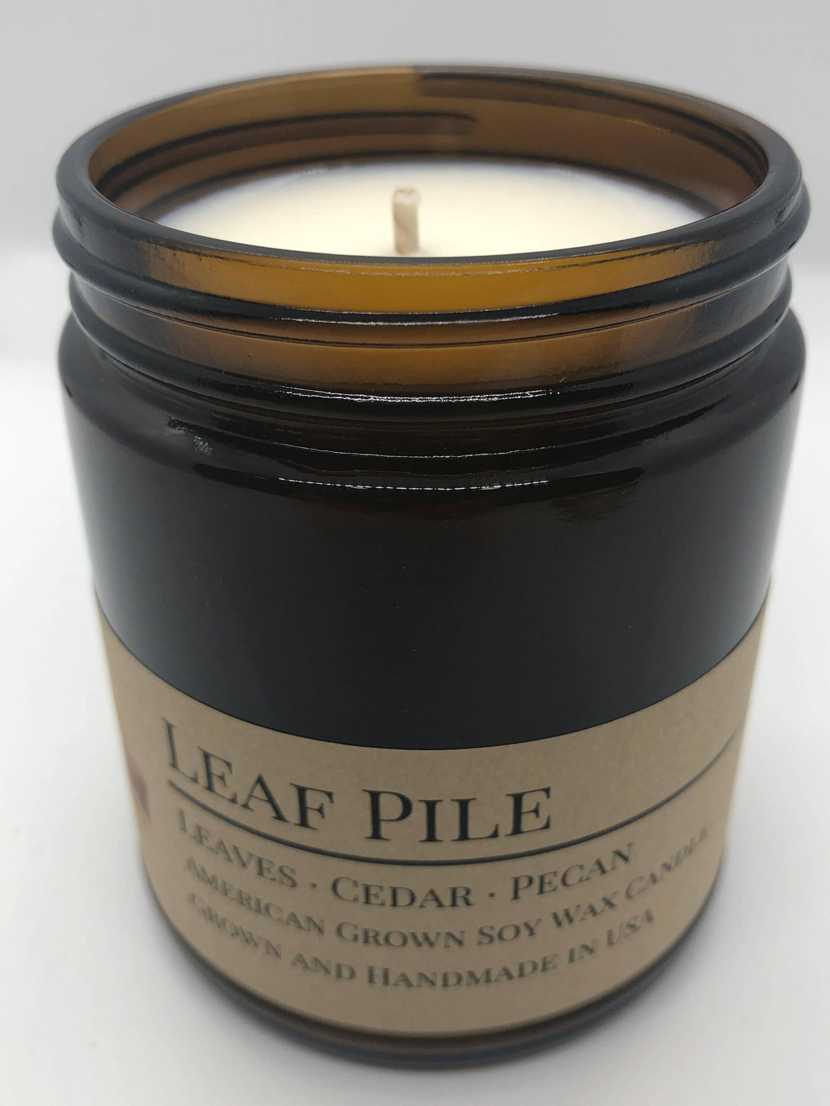 Leaf Pile Soy Wax Candle | 9 oz Amber Apothecary Jar
