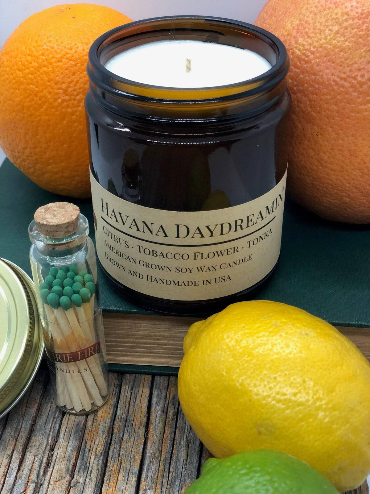 Scented Soy Wax Candle (8.0 oz) 50-60 Hour Burn Time, Cotton Wick, Amber Glass Jar, Grown and Made in USA -