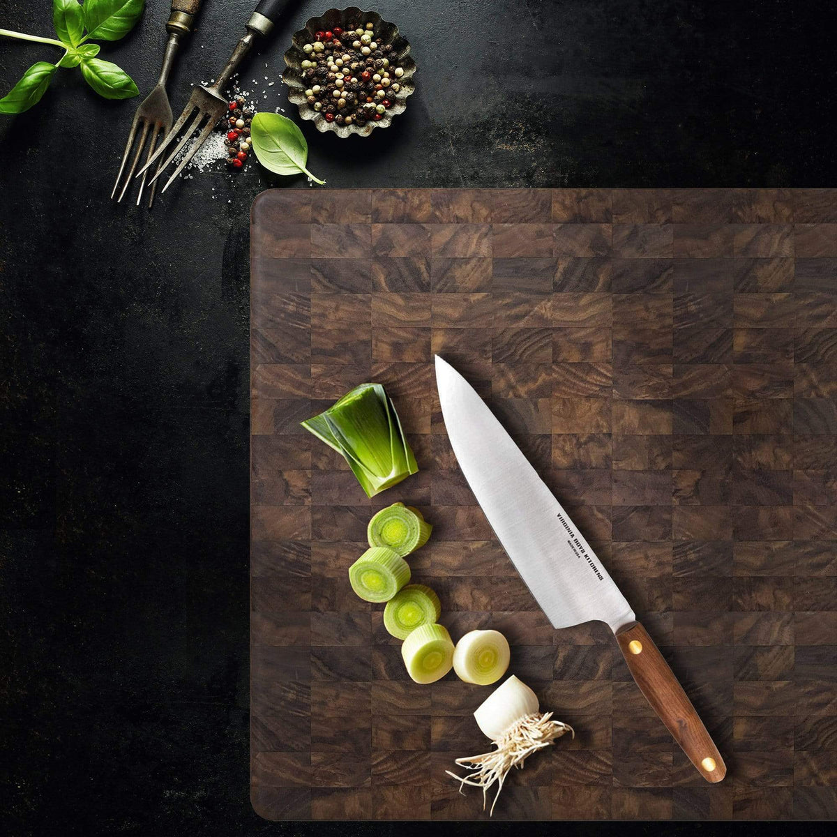 Extra Large Walnut Wood End Grain Butcher Block Cutting Board with Juice Groove