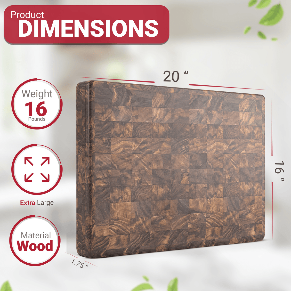 Extra Large Walnut Wood End Grain Butcher Block Cutting Board with Juice Groove