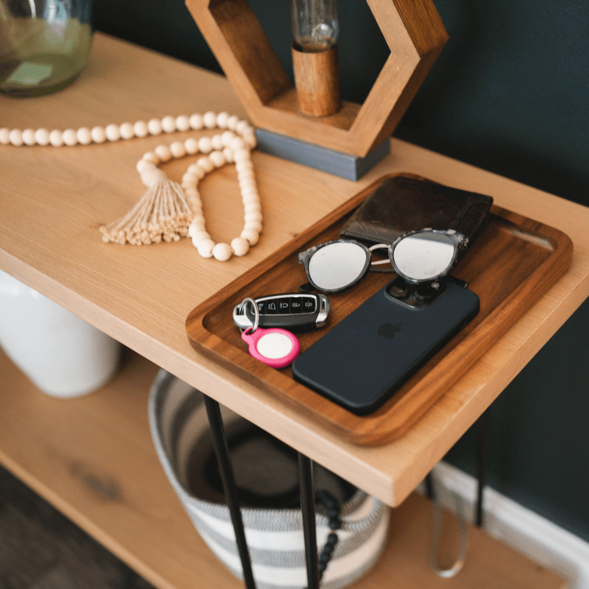 Valet Tray - Catch All Tray - Accessories Organizer - Walnut Wood